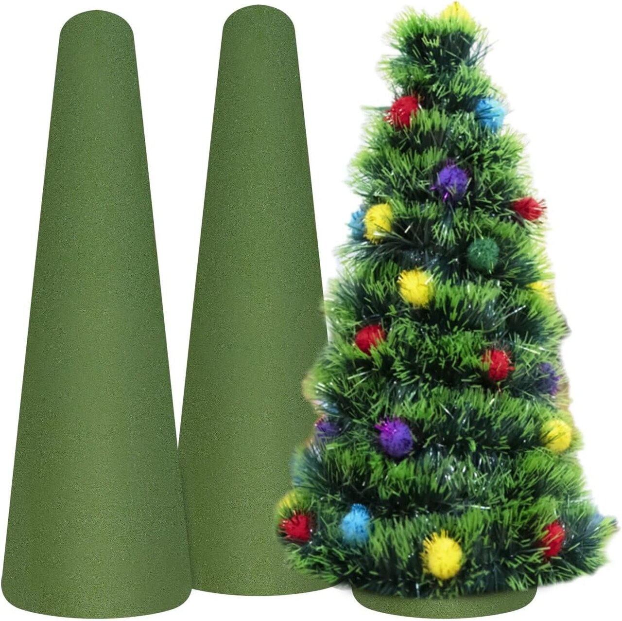 Floral Foam Cone, 2 Packs 11.8×3.93 inch Wet Green Florist Floral Block Flowers Arrangement Supplies for Craft Project and Christmas Party Decoration